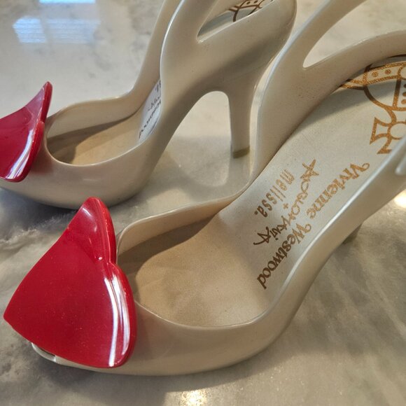 Vivienne Westwood Melissa Jelly Heels White Red - Picture 4 of 6